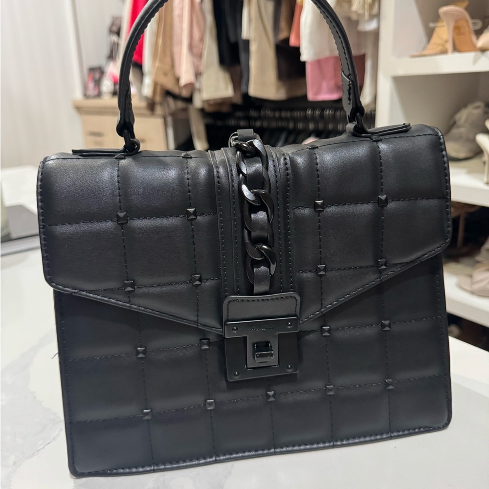 Aldo Black Quilted Satchel